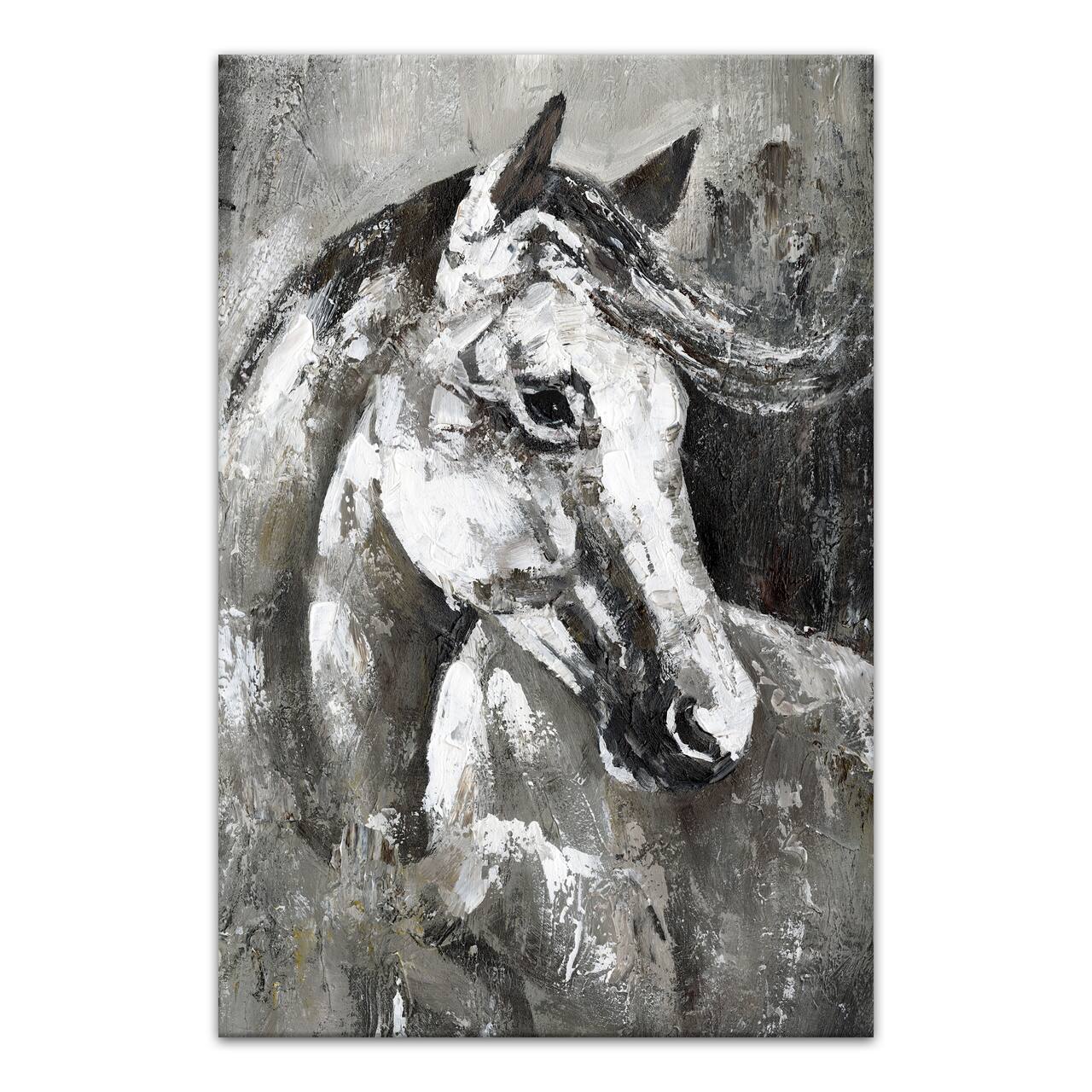 Greyscale Horse 24" x 36" Canvas Wall Art